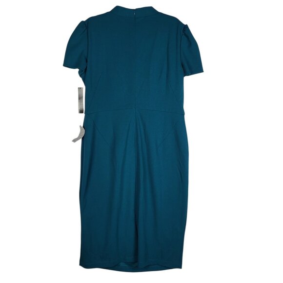 Maggy London Dress Women's 16 Turquoise Green Tie Neck Midi Career Office NWT - Picture 4 of 12